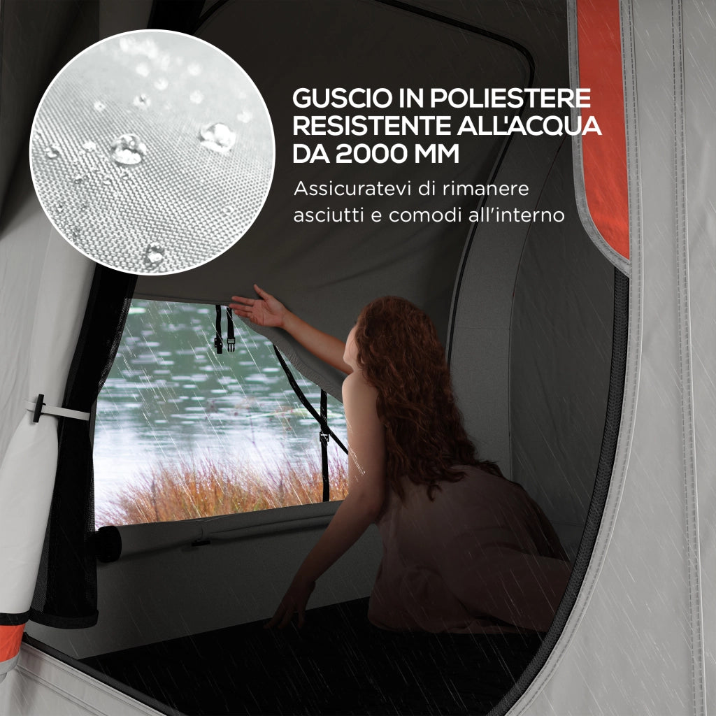 Tenda Garage Auto Impermeabile ¨C Xylo ¨C 3 Porte, PE Poliestere Fibra Vetro, 239x210x210 cm, Grigio Arancione