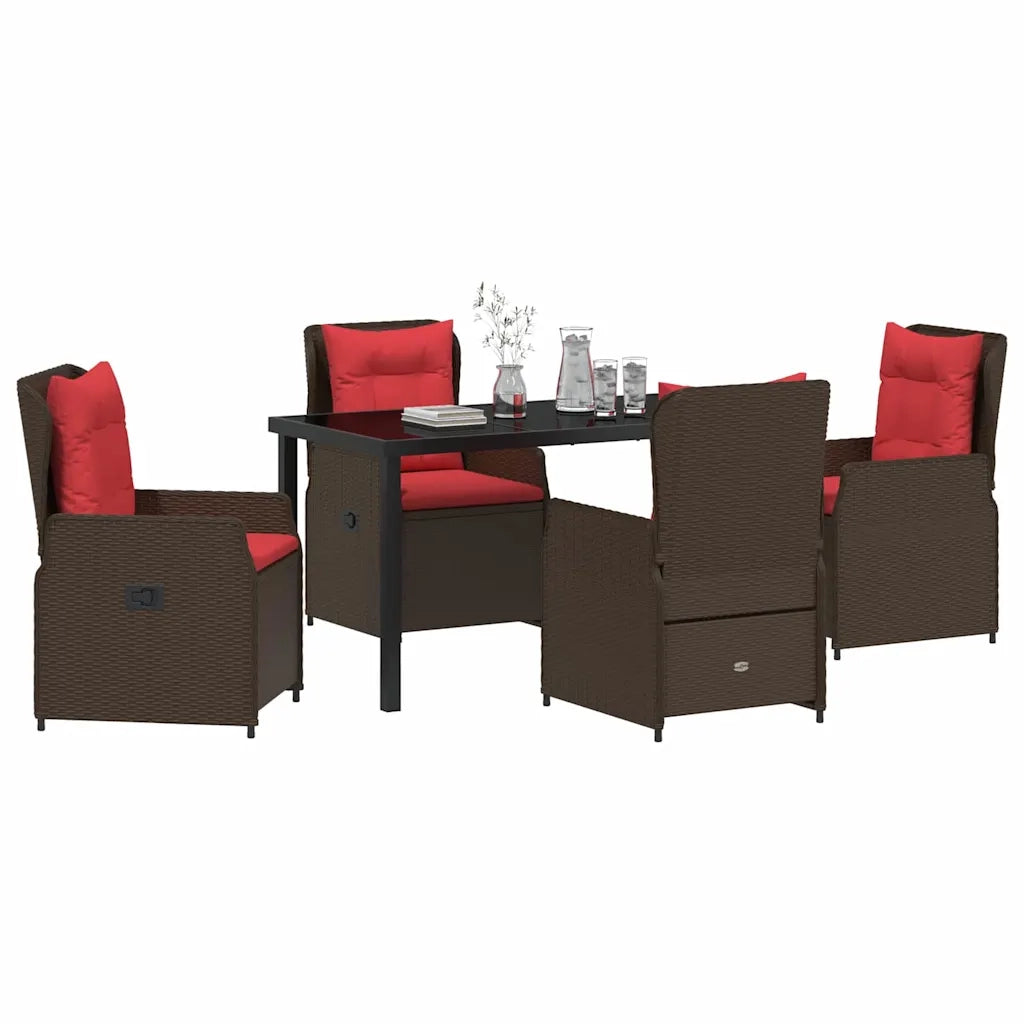 Set da Pranzo per Giardino 5 pcs Marrone Poly Rattan