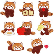Pannelli Opstrijkbare - 8 Pezzi Rode Panda - Applicazioni Cartoon Carine - Polyester Duraturo - Per Abbigliamento/Zaini - Dimensioni Miste - Pannelli di Tessuto