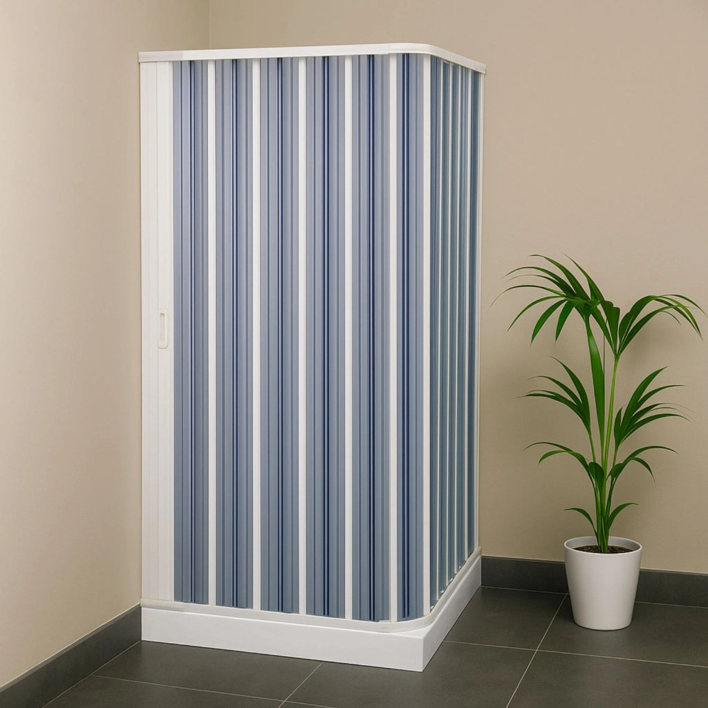 Box doccia a soffietto a due lati in pvc guide estensibili aperture reversibili *** misure 68-80 x 68-80 cm, confezio...