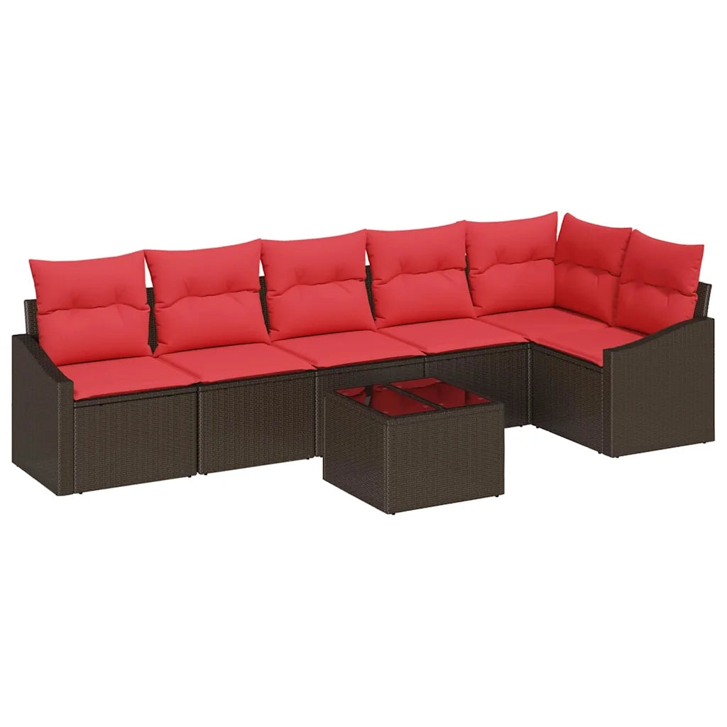 Set di divani 7 pz Marrone polyrattan 3346754