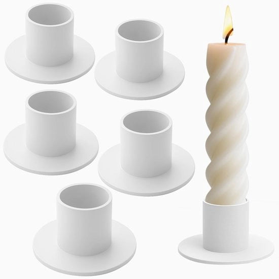 Sostegni per candele in metallo, struttura rotonda, sostegni per candele, tappeto di candele, moderno sostegno per candele per decorazione di tavola, matrimonio, cena a lume di candela (bianco)