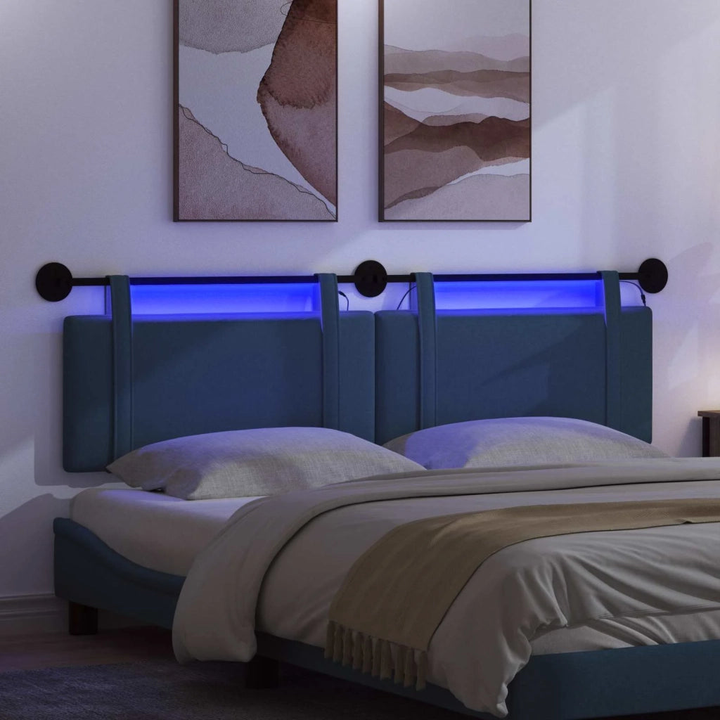 Testiera sospesa Con luce LED Blu Tessuto 3423975