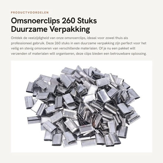 Omsnoerclips in acciaio per PP-folie 12-16 mm - 260 pezzi - Confezione duratura - Pacchetti di omsnoeramento - Capacità di chiusura - IJzerfolie