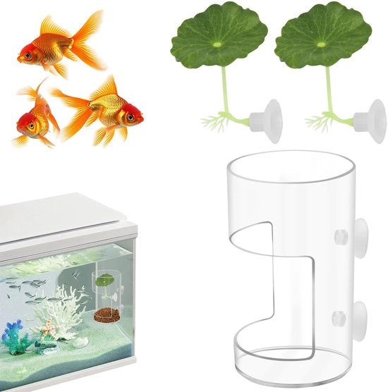 Automatizzatore per Acquario - Incluso con Foglie di Loto - Materiali Plastici - Antiscivolo - Dimensioni Regolabili
