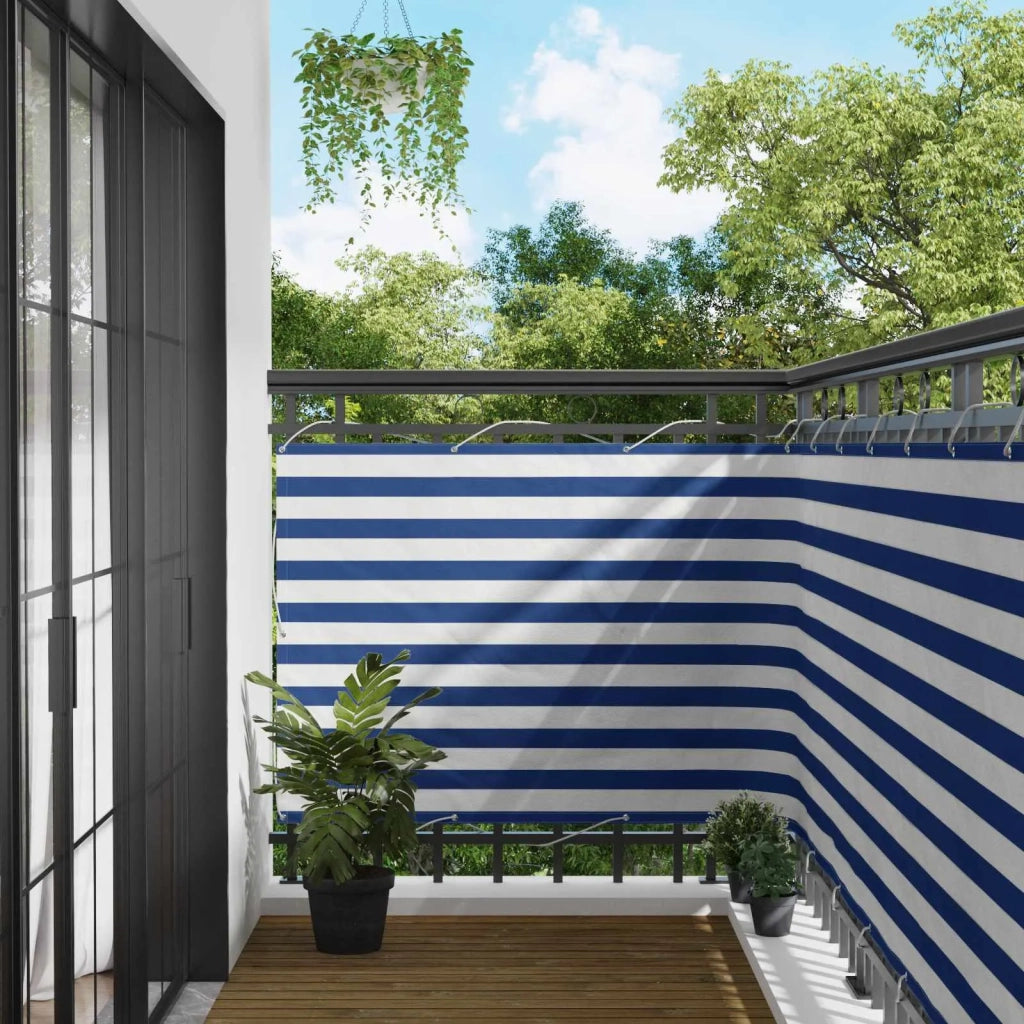 Schermo da balcone | Paravento da Balcone Blu e Bianco 110 x 800 cm Tessuto Oxford