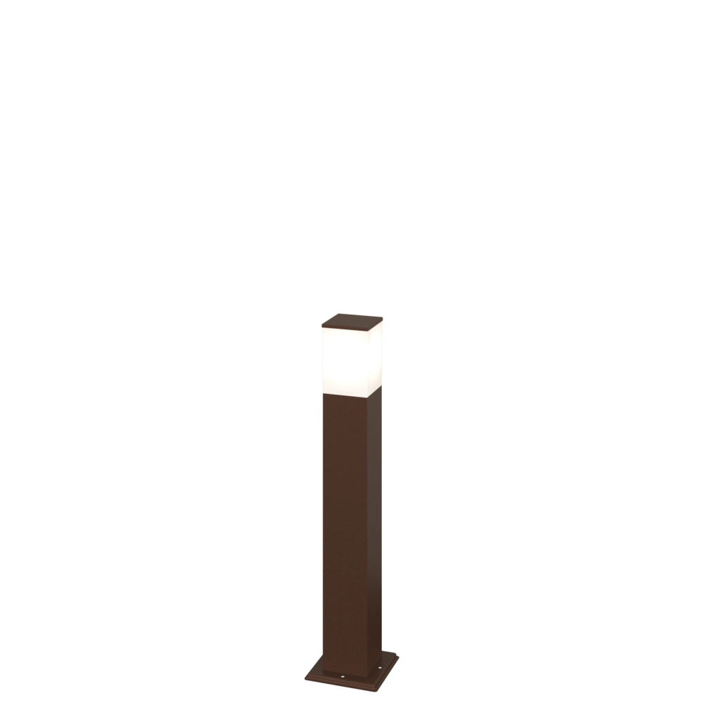 NIZZA PALO 60CM 1 LUCE ATTACCO E27 CORTEN IP44 IK06 IN ALLUMINIO E POLICARBONATO