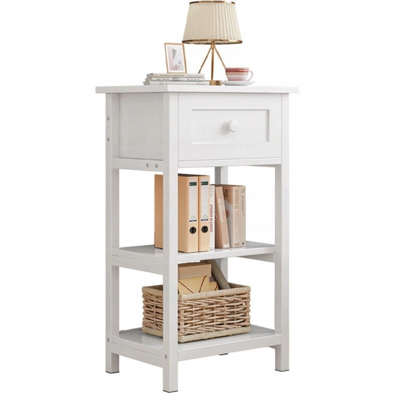 Comodino laterale con cassetto e 2 ripiani, stile loft, in legno, moderno, 45 cm