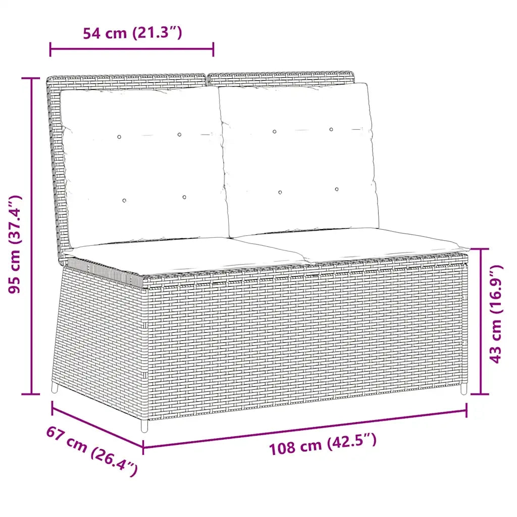 Panchina Reclinabile da Giardino | Panca da Giardino con Cuscini Beige in Polyrattan