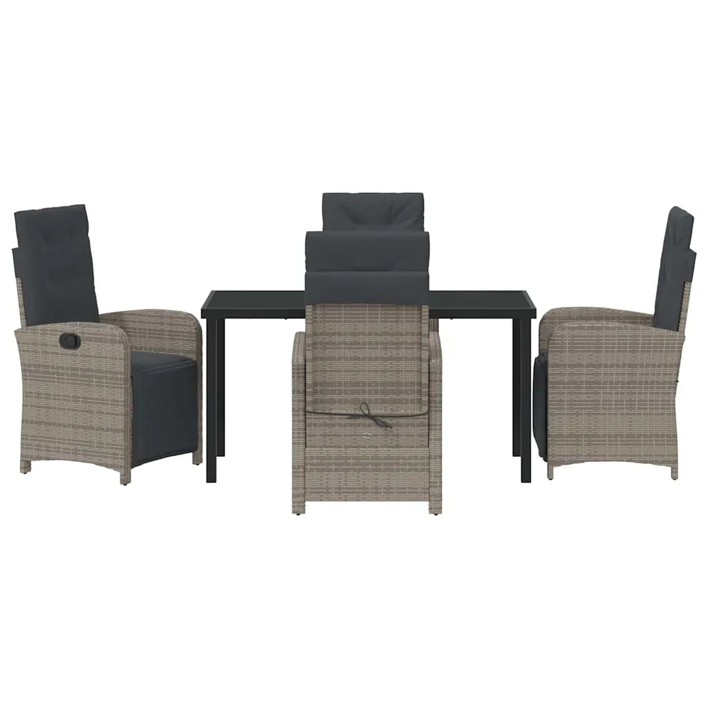 Set da Pranzo per Giardino con cuscino 5 pcs Grigio polyrattan