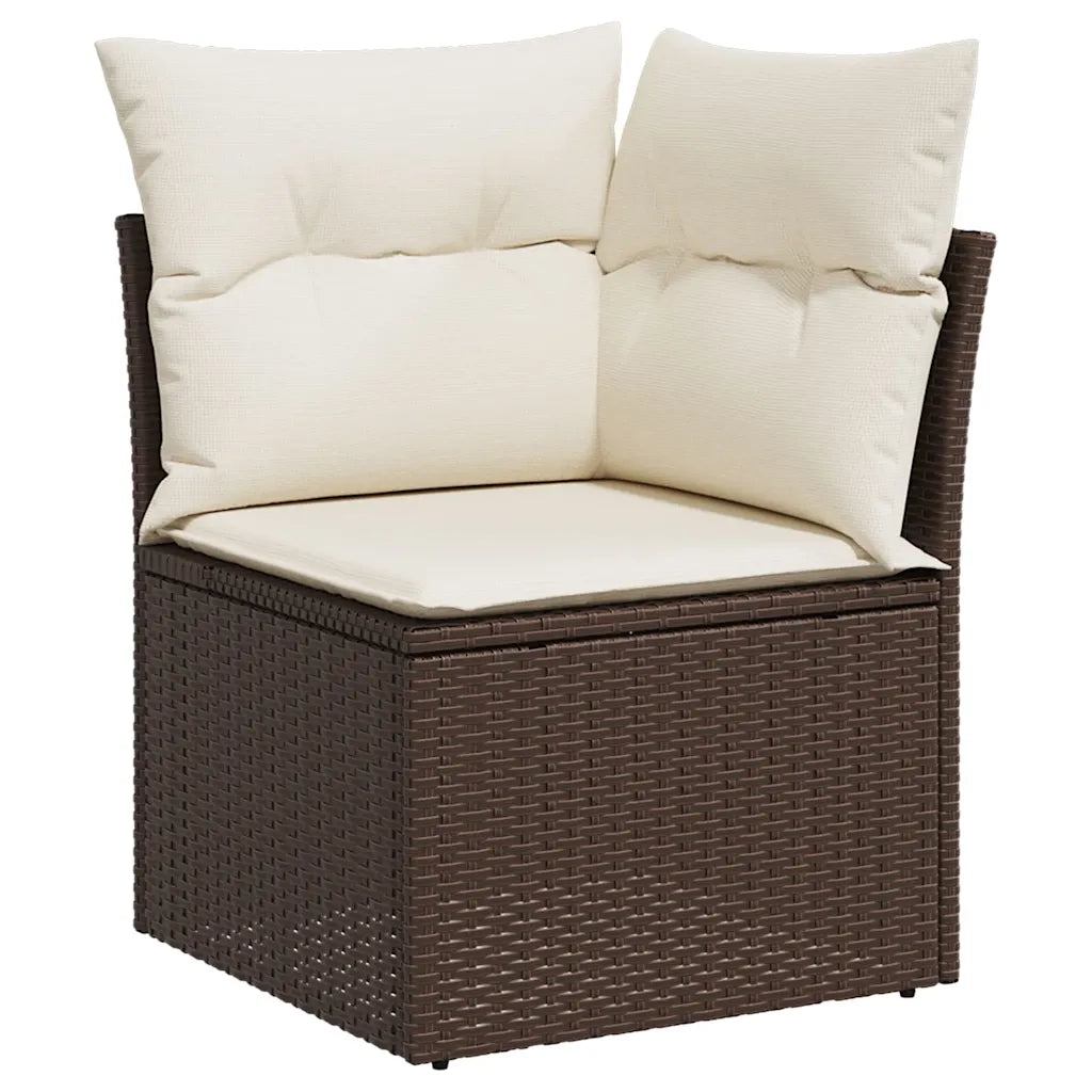 Set Divani da Giardino 10pz con Cuscini in Polyrattan Marrone 3219423