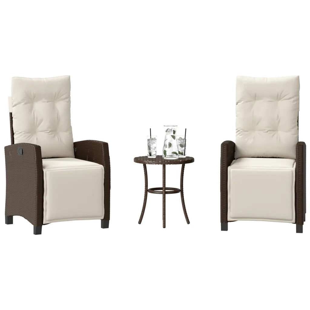 Set Bistrò 3 pz con Cuscini Marrone in Polyrattan 365250