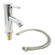 Trade Shop - Miscelatore Rubinetto Collo Lungo Monocomando Lavabo Bagno Tondo Cromato -