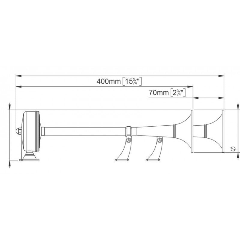 TROMBA A CORNETTO 12V. 24V ELECTROMAGNETIC HORN