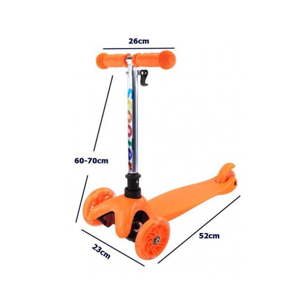 Trade Shop - Monopattino 3 Ruote Per Bambino/bambina Altezza Regolabile Con Luci Led E Freno -