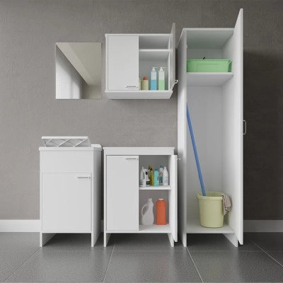 Colonna multiuso 180 cm in PVC con ripiano e vano porta scope Kandy