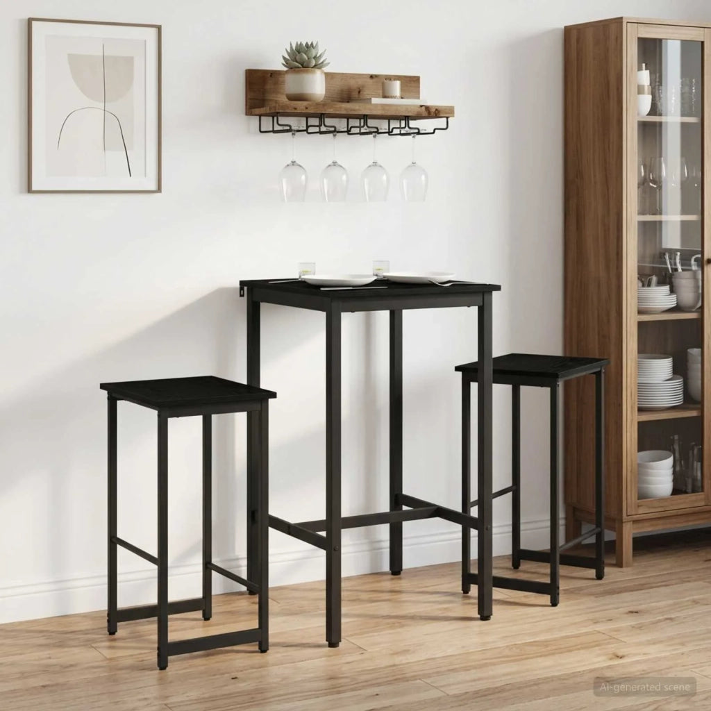 Sgabello da bar 2 pcs Rovere Nero 40 x 32 x 64 cm 8006182