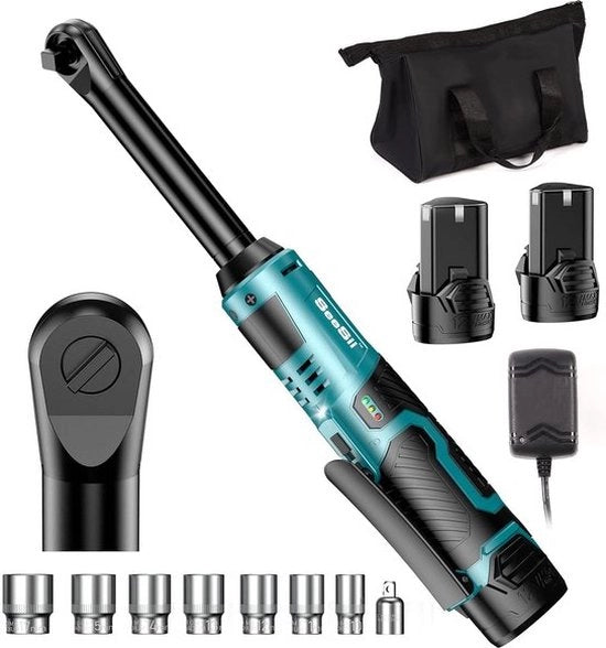 Chiave a Batterie - Elettrica - Con 2 x 2000mAh Batterie - Inclusa 7 Chiavi a Batteria - Verde - Portatile