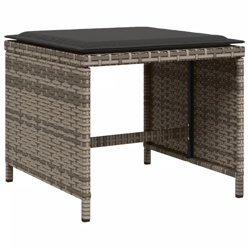 Set da Pranzo da Giardino 11pz con Cuscini in Polyrattan Grigio 3277915