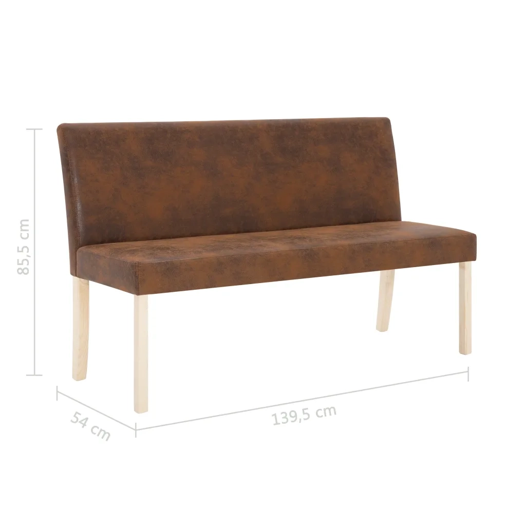 Panca-Sgabello 139,5 cm Marrone in Pelle Scamosciata Artificiale