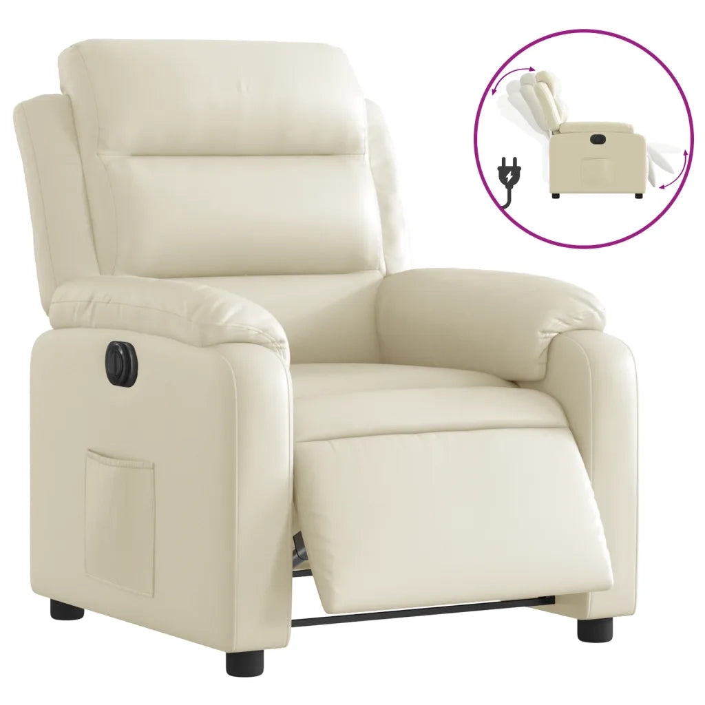 Poltrona Reclinabile Elettrica Crema in Similpelle 3205029