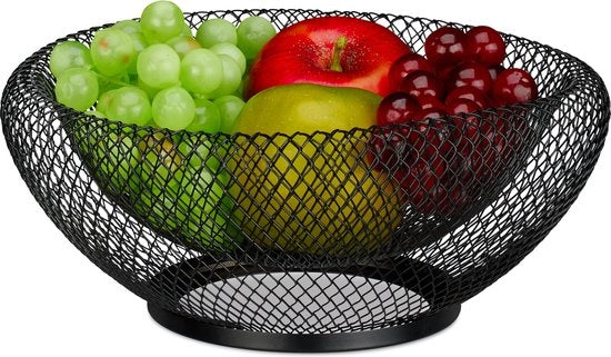 Scatola per verdure e frutta in metallo doppio strato - 10 x 25 cm - nero