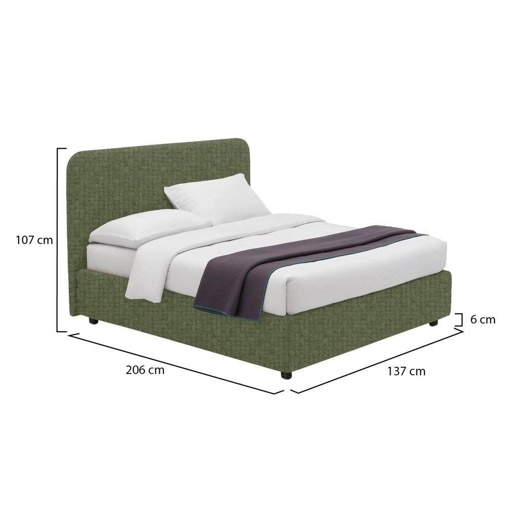 Telford, Letto Piazza e Mezza Sfoderabile Made in Italy, Verde