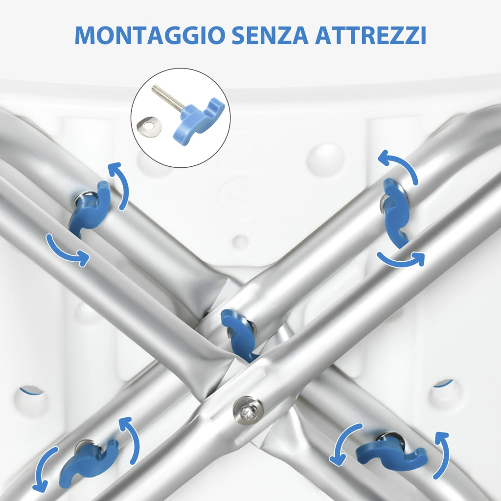 Sgabello Doccia Regolabile ¨C Xylo ¨C Alluminio Blu Antiscivolo