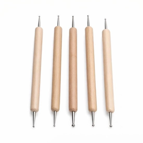Set di punterelli per incisione - Disegno Ergonomico - Cinque Diversi Format - Sostanza in Legno/Ferro - Per Ceramica/Artigianato - Presa Precisa - Stilo per Incisione