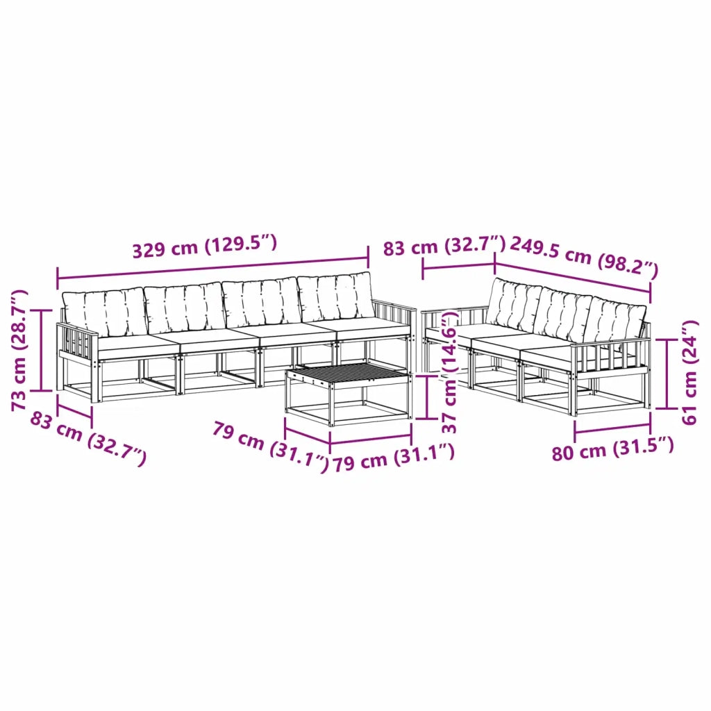 Set di divani da esterno 8 pcs Bianco e Beige 3388491
