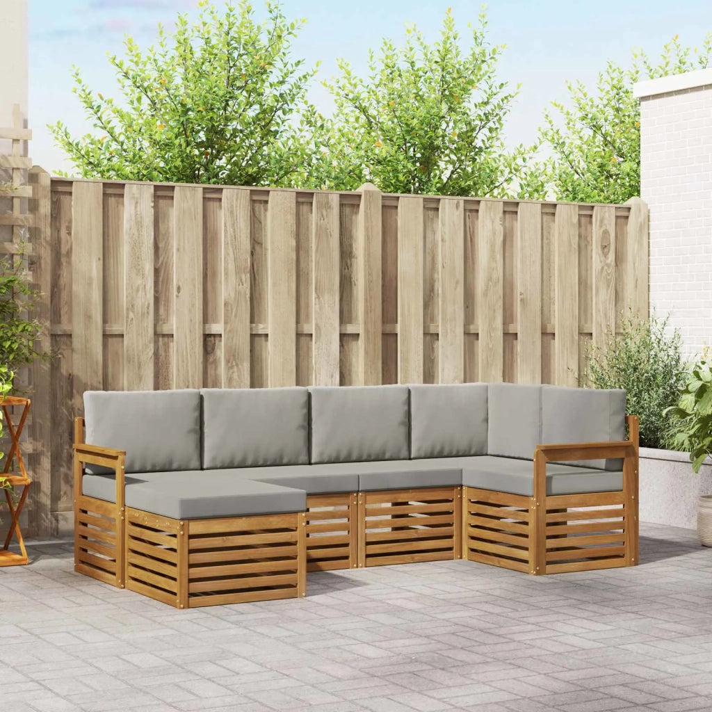 Set divano sezionale con cuscino 6 pcs Grigio Naturale e Chiaro 3375076