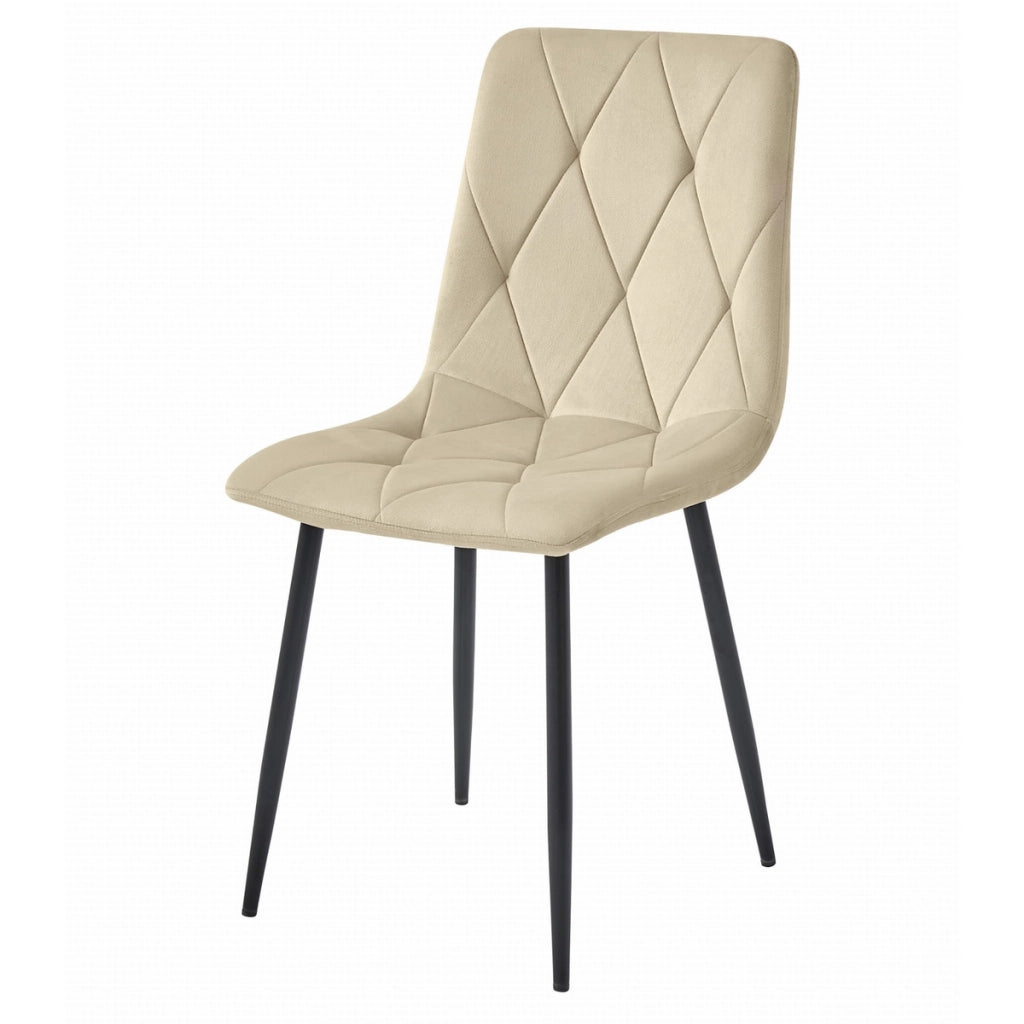 Sedia Libra in velluto beige con gambe nere
