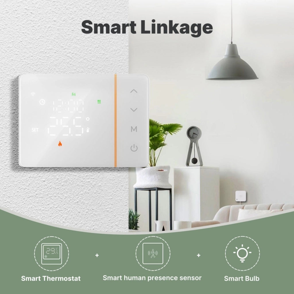 Termostato WIFI 503 Con Batteria, Per Caldaia a Gas Boiler, APP TUYA Smart Life, Quadrata Montaggio da Esterno Oppure Incasso Scatola 503 (Bianco)