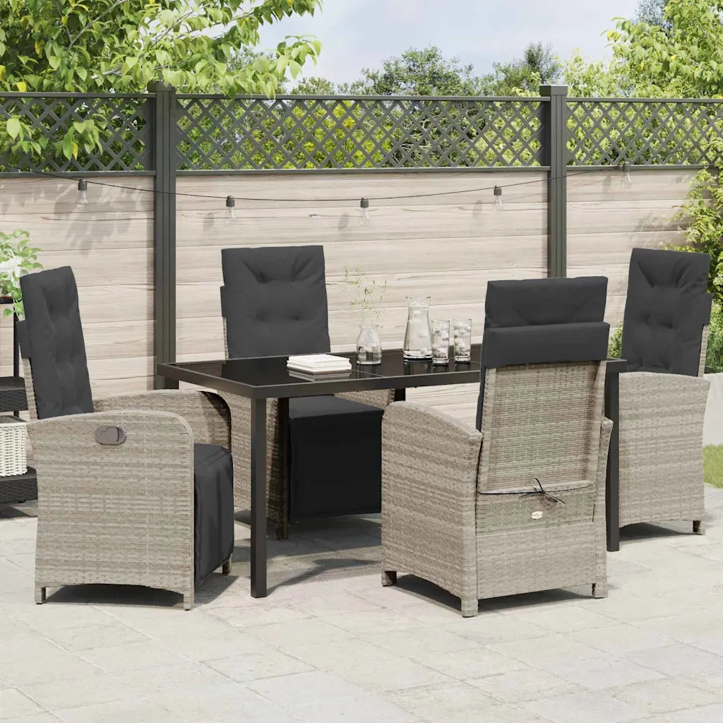 Set da Pranzo per Giardino 5 pcs Grigio chiaro polyrattan