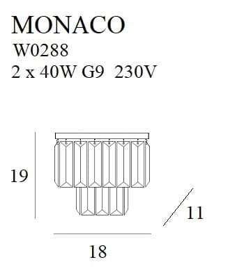 Applique oro con cristalli Monaco 2xG9 Maxlight W0288