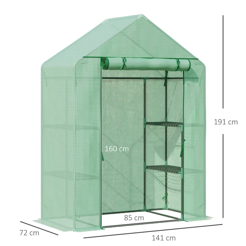 Serra da Giardino ¨C Xylo ¨C 141x72x191 cm Verde con 4 Ripiani Acciaio PE 140g/m2