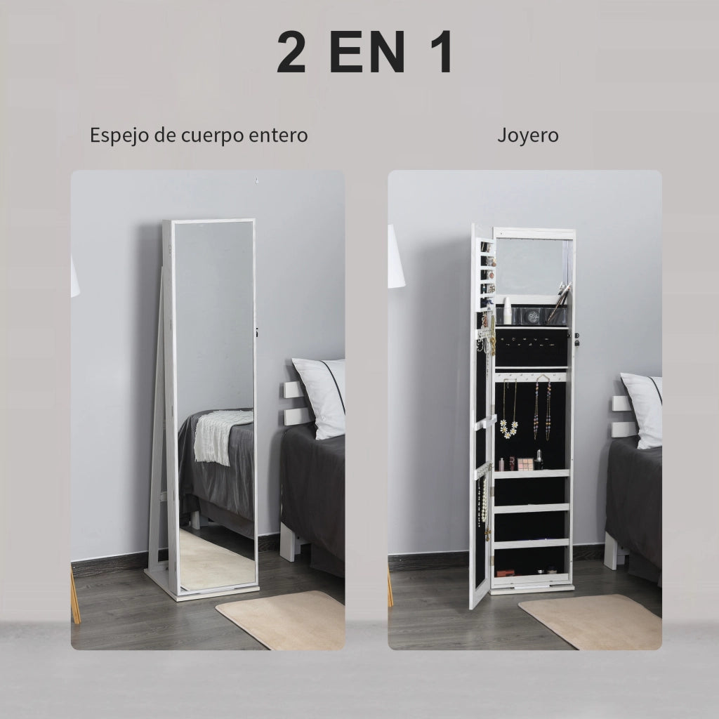 Armadio con Specchio e Luci LED ¨C Zephmum ¨C Bianco con Vena Legno