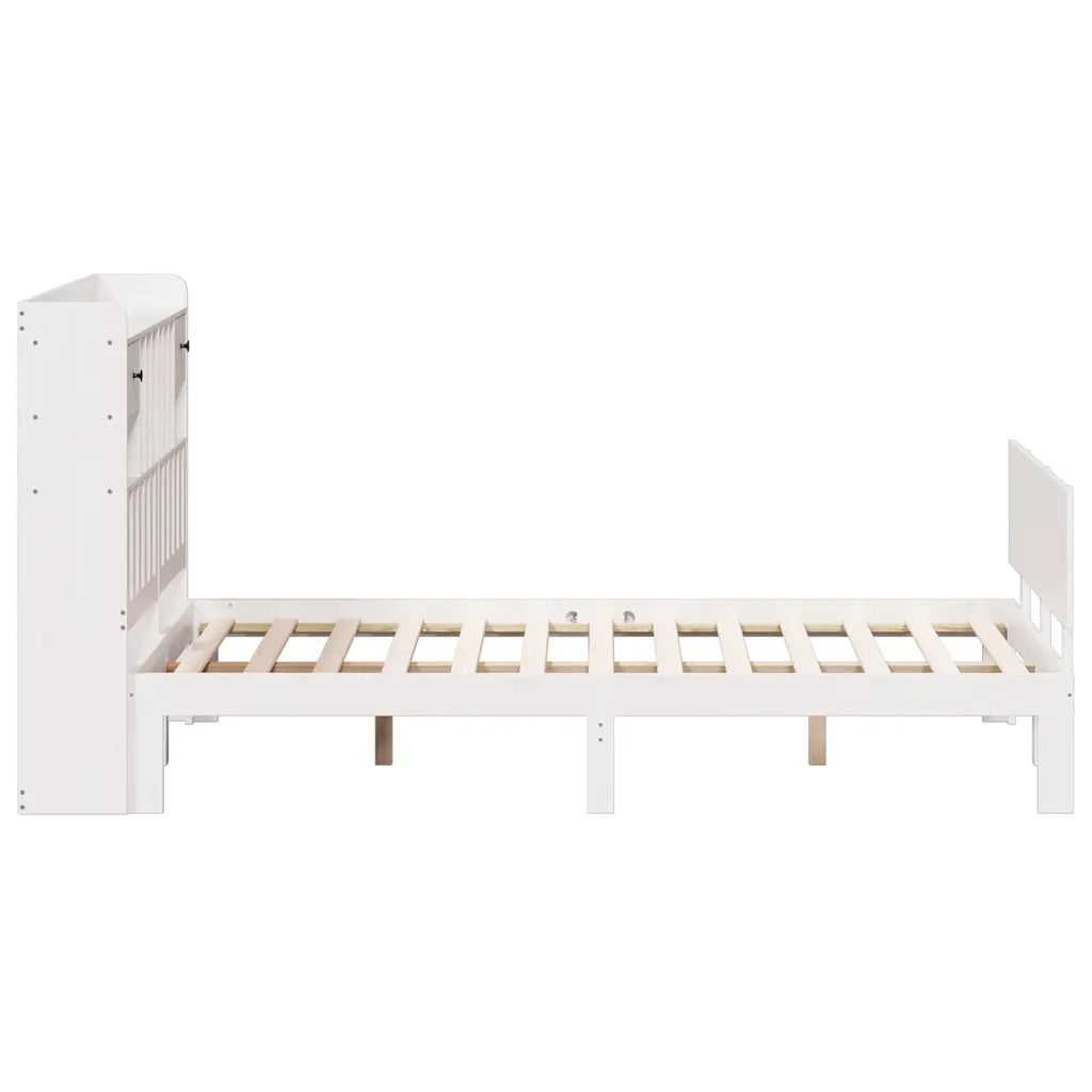 Letto matrimoniale | Letto per adulti | Letto Libreria senza Materasso Bianco 140x200 cm Legno di Pino