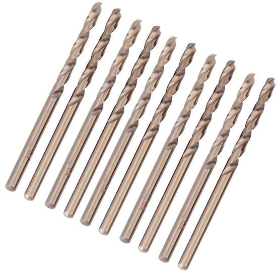 Set di Trapani a Spiraletto HSS-CO - 10 pezzi - diametri 1,0-5,0 mm - per Acciaio Inossidabile e Ferro Fondente - Ideale per Trapanare la Laminazione di Acciaio