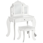 Scrivania Bambini con Specchio e Sgabello ¨C Minimal ¨C Bianco 63x40x85.5 cm