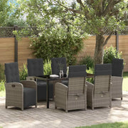 Set da Pranzo per Giardino con cuscino 7 pcs Grigio polyrattan