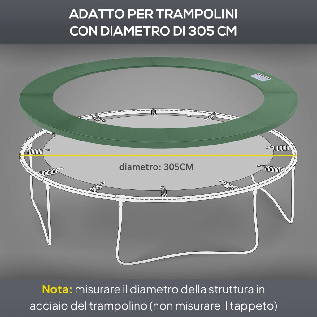 Copertura Tappeto Elastico ?305x1.5 cm Pieghevole e Portatile, in Plastica PE e Schiuma EPE Verde