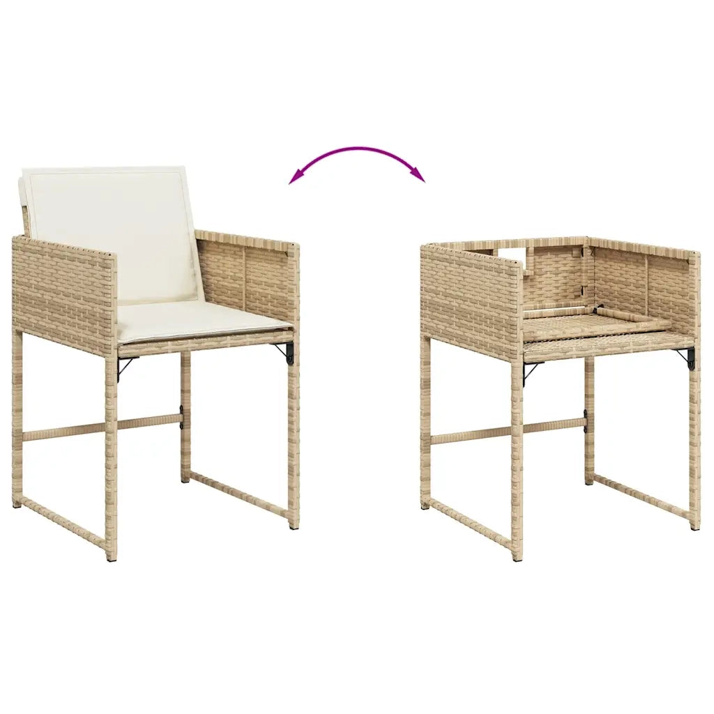Set da Pranzo da Giardino 11 pz con Cuscini Beige in Polyrattan 3278097