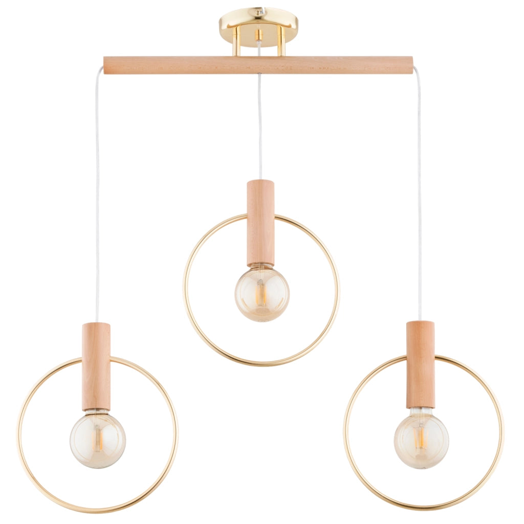 Lampada a sospensione ARISA legno chiaro oro 3xE27