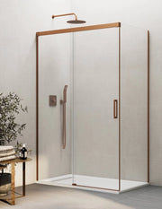 Box doccia THALASSA (BASIC) 1+1 con lato fisso laterale 155x100 cm Rame vetro trasparente