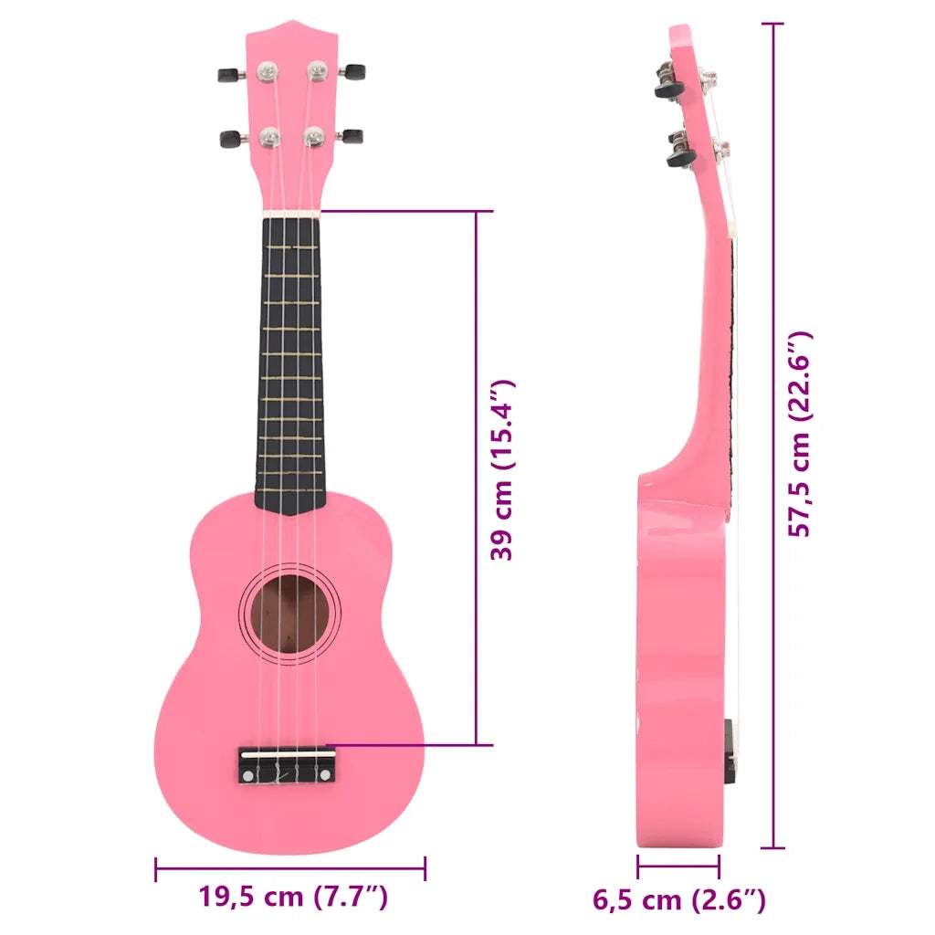 Set Ukulele Soprano con Borsa per Bambini Rosa 23" 70153