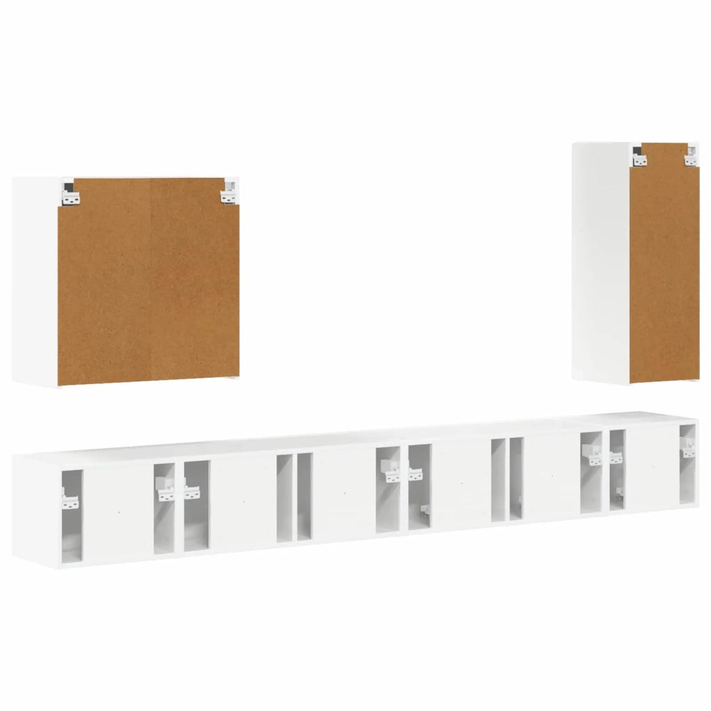 Set di Mobiletto da TV a Parete 6 pcs Bianco Lucido 3408947