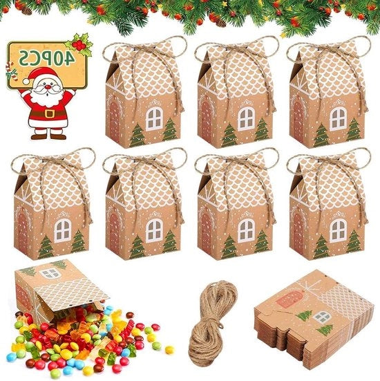 40 scatole di regalo natalizie - 7 x 5 x 105 cm - carta di fortuna - scatole di dolci natalizie - decorazioni per la festa di Natale