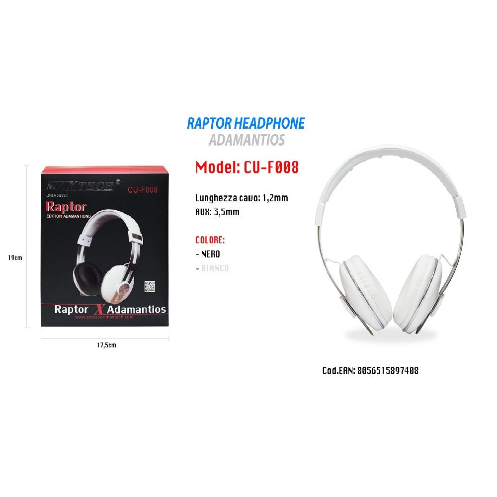 Trade Shop - Cuffie Microfono Con Filo Portatili 3,5mm Pc Computer Mac Notebook Mp3 Maxtech Cu-f008 -