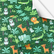 Papier per confezionamento con disegni di animali da foresta - Cadeaupapier per bambini - Confezionamento in rotolo - Festa di benvenuto per bambini - 4 fogli 50x70 cm - Disegno colorato